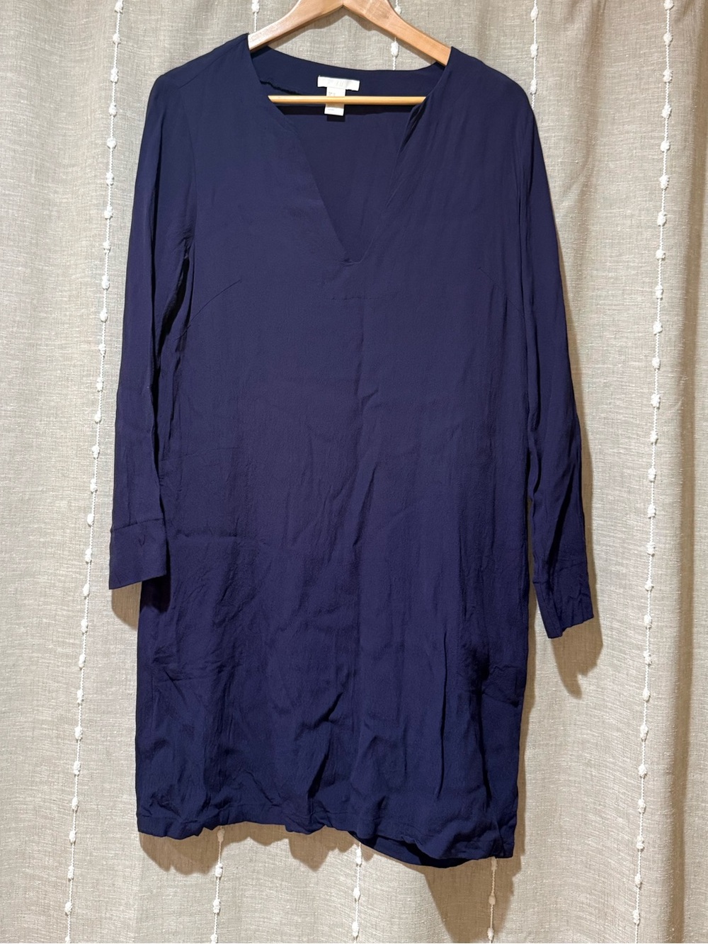 H&M Navy V-Neck Long-Sleeve Tunic Dress